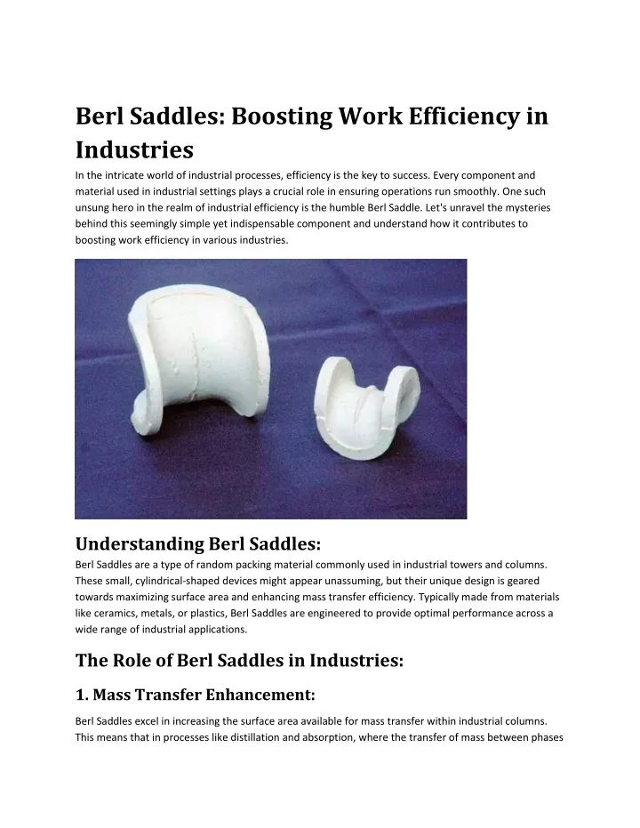 berl saddles boosting work efficiency