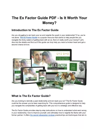 The Ex Factor Guide PDF - Is It Worth Your Money