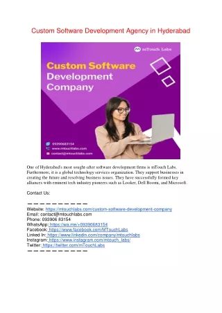 Custom Software Development Agency in Hyderabad