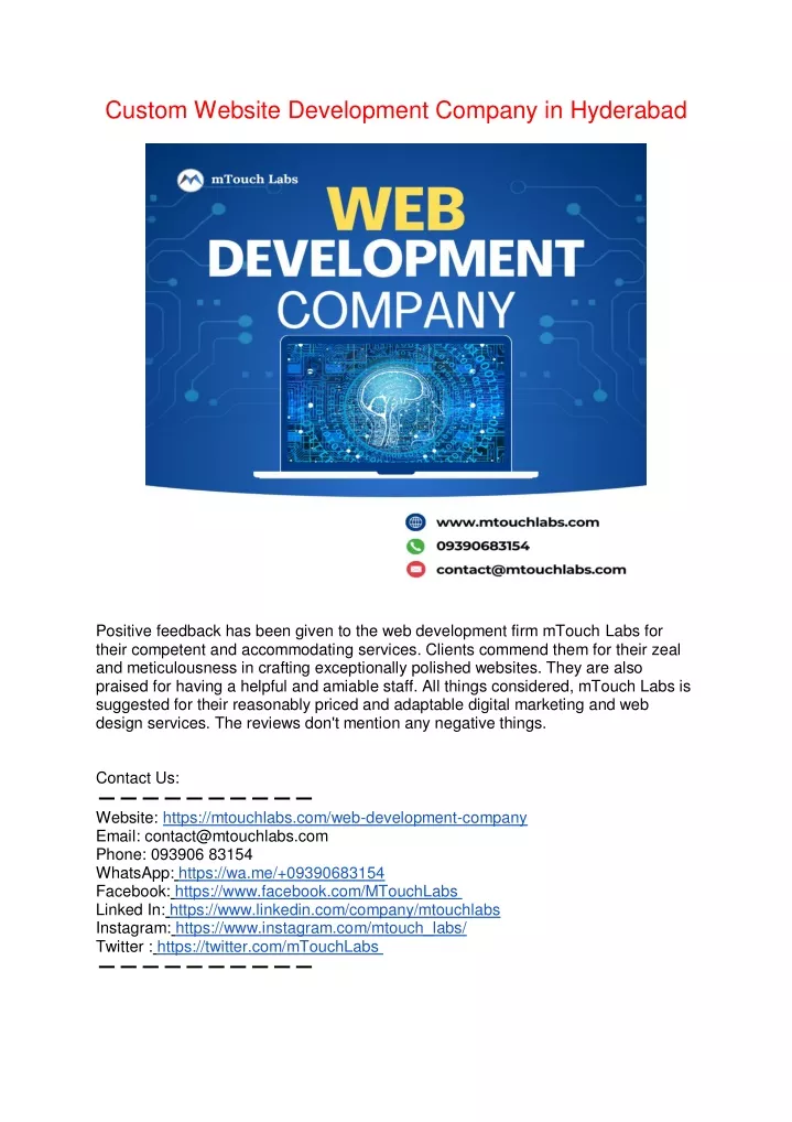 custom website development company in hyderabad