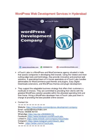 WordPress Web Development Services in Hyderabad