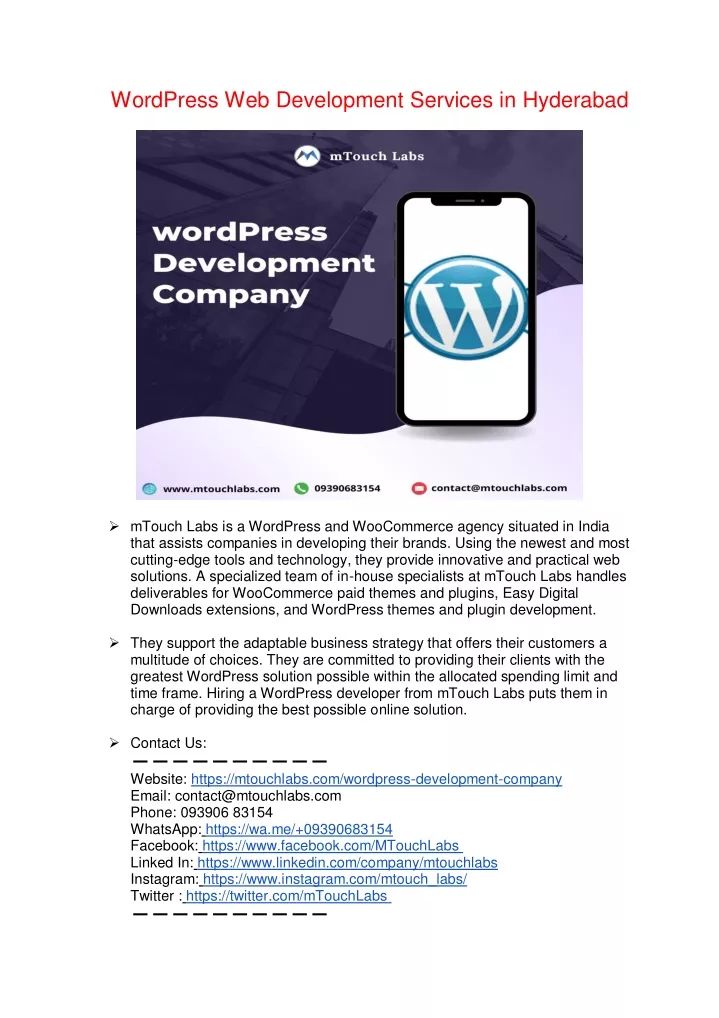 wordpress web development services in hyderabad