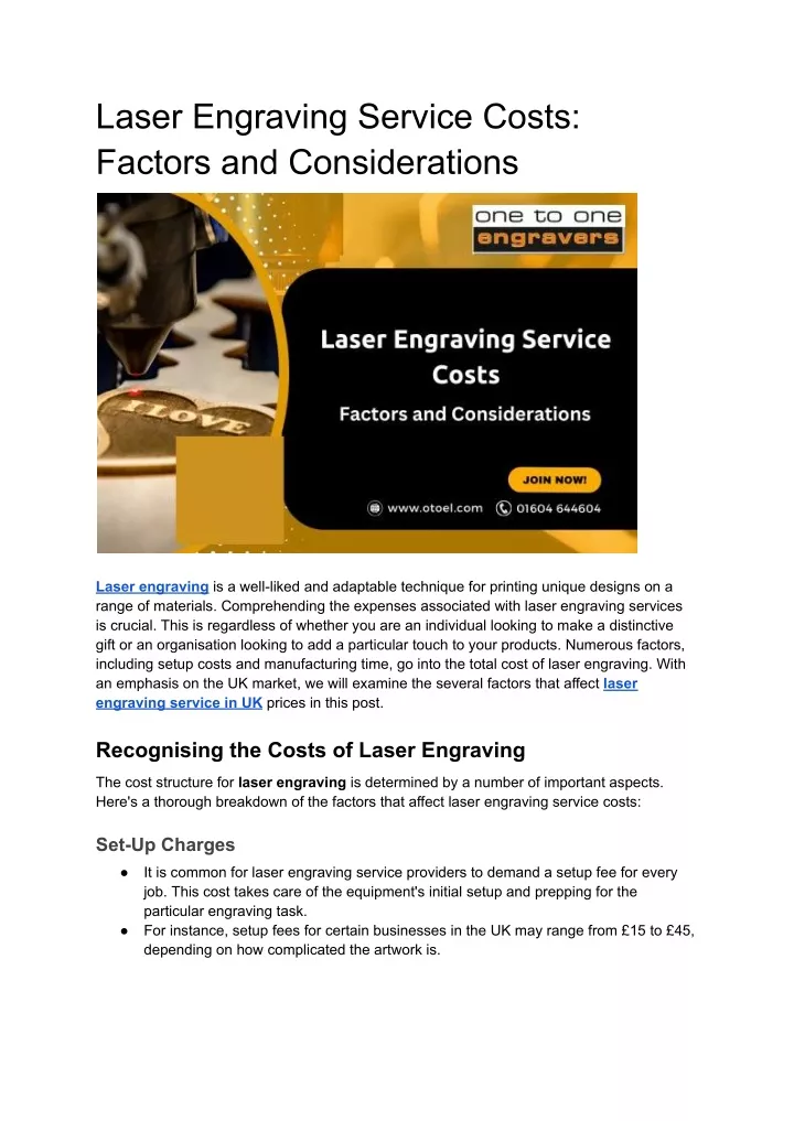 laser engraving service costs factors
