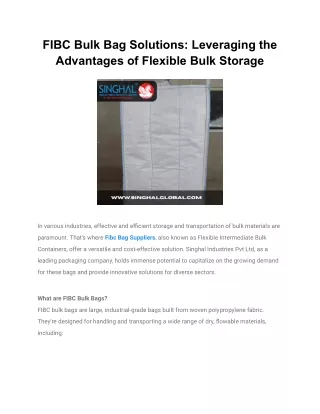 fibc bulk bag solutions leveraging the advantages