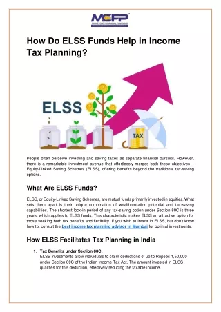 How Do ELSS Funds Help in Income Tax Planning new pdf