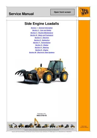 JCB 533-105 Telescopic Handler Service Repair Manual SN1508000 Onwards