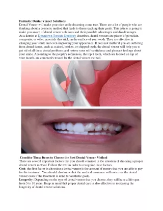 Fantastic Dental Veneer Solutions