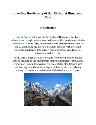 Har Ki Dun Trek: Gateway to Himalayan Bliss