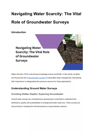 Navigating Water Scarcity_ The Vital Role of Groundwater Surveys