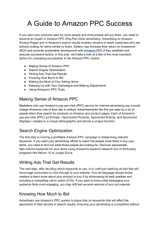 a guide to amazon ppc success