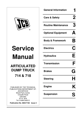 JCB 714 FASTRAC Service Repair Manual SN00830001-00830177