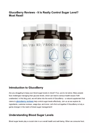 GlucoBerry Reviews - It Is Really Control Sugar Level? Must Read!