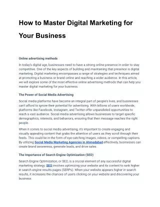 How to Master Digital Marketing for Your Business