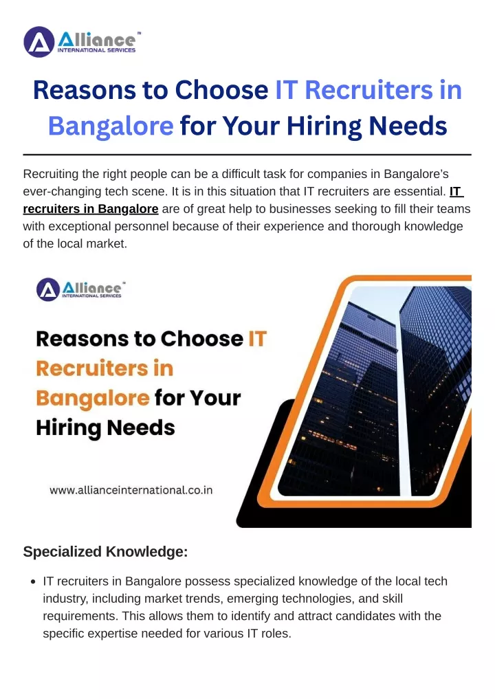 reasons to choose it recruiters in bangalore