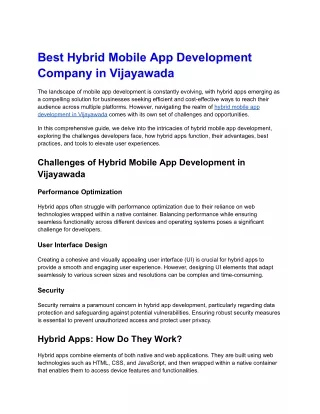best hybrid mobile app development company