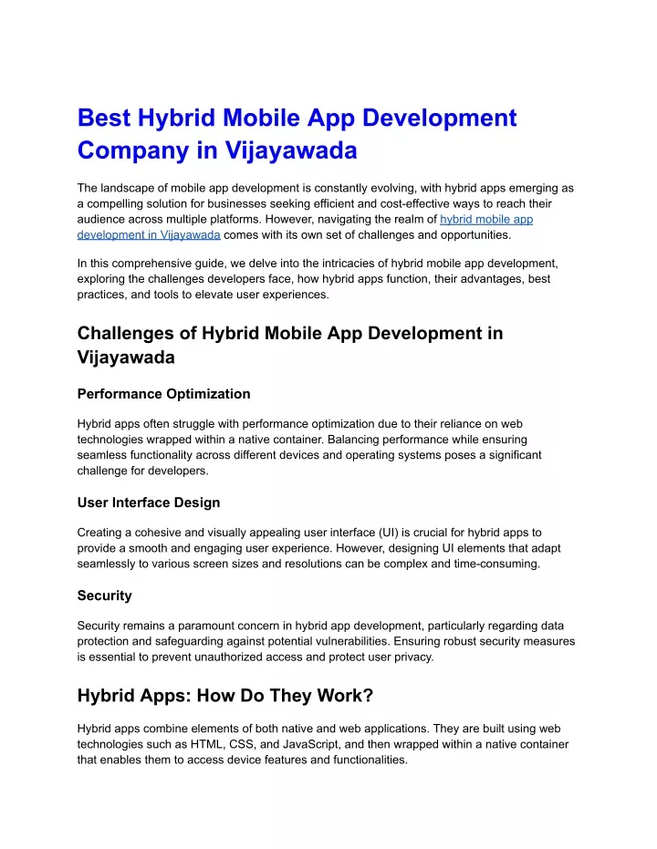 best hybrid mobile app development company