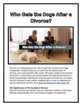 Who Gets the Dogs After a Divorce