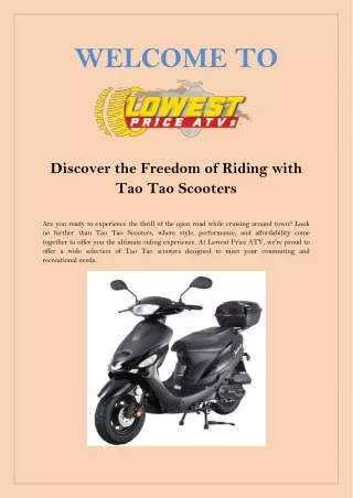 Discover the Freedom of Riding with Tao Tao Scooters