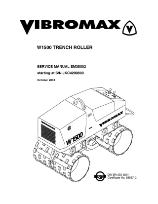 JCB VIBROMAX W1500 Trench Roller Service Repair Manual (Starting at SN JKC4200800)