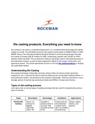 Die casting products Everything you need to know