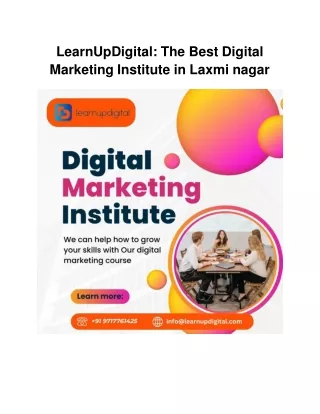 LearnUpDigital: The Best Digital Marketing Institute in Laxmi Nagar
