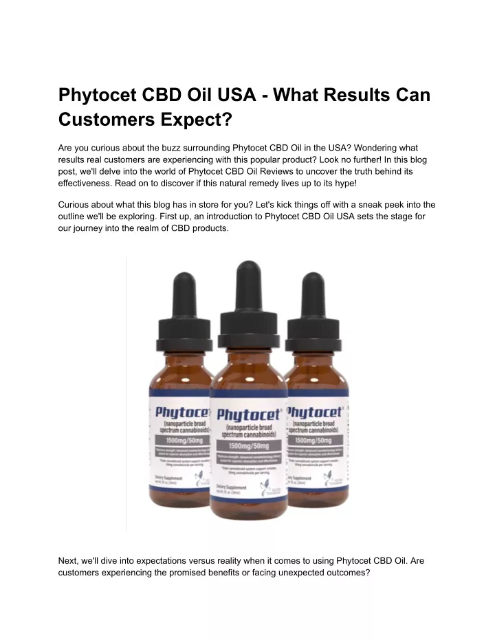 phytocet cbd oil usa what results can customers