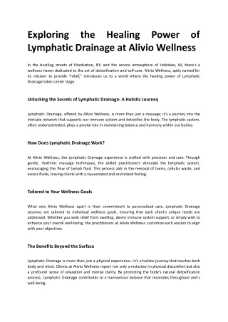 Exploring the Healing Power of Lymphatic Drainage at Alivio Wellness.docx