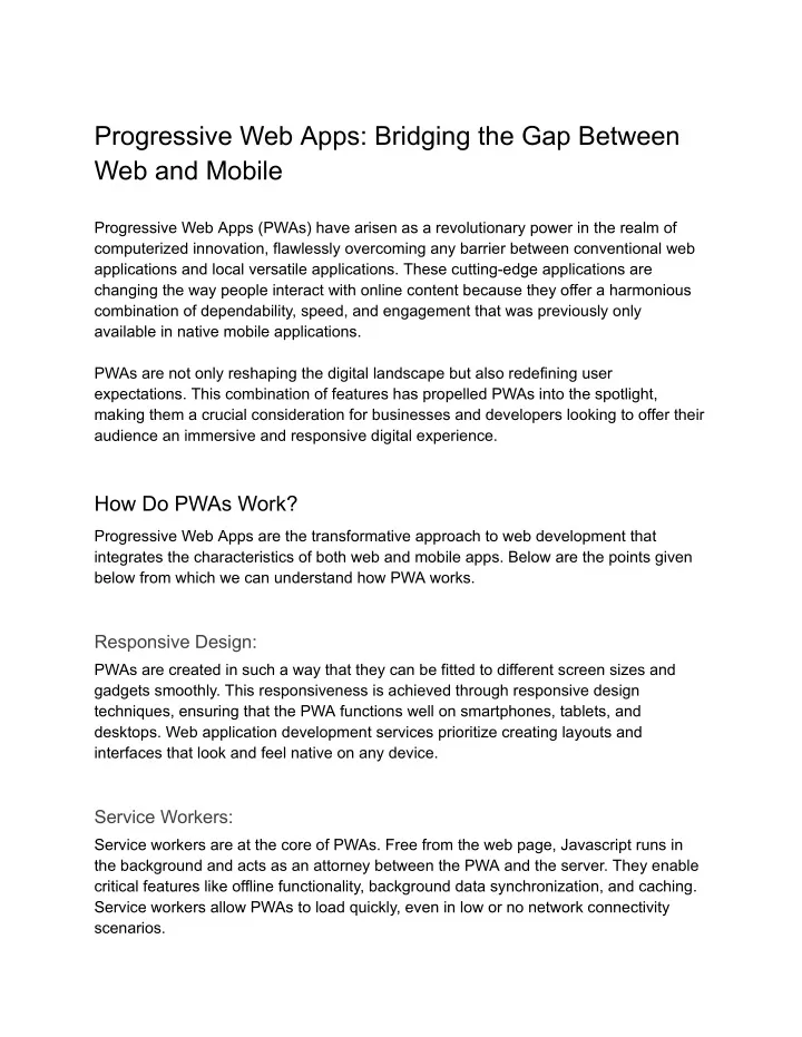 progressive web apps bridging the gap between