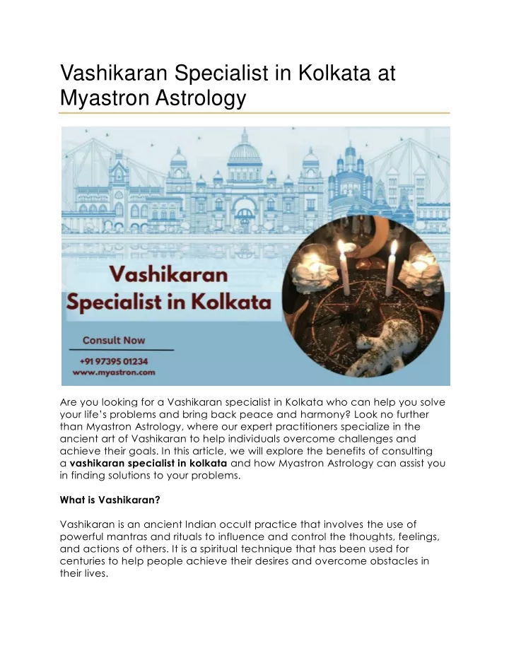 vashikaran specialist in kolkata at myastron