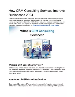 How CRM Consulting Services Improve Businesses 2024