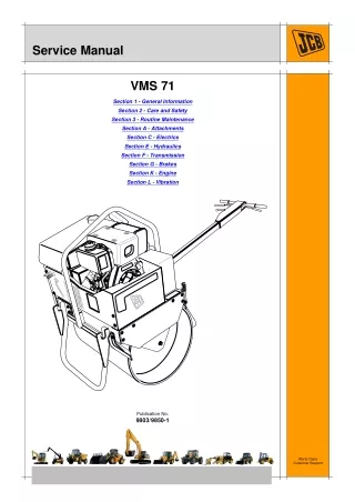 JCB VMS71-30 Mini Road Roller Service Repair Manual SN 1450500 to 1450999