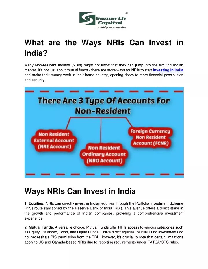 what are the ways nris can invest in india