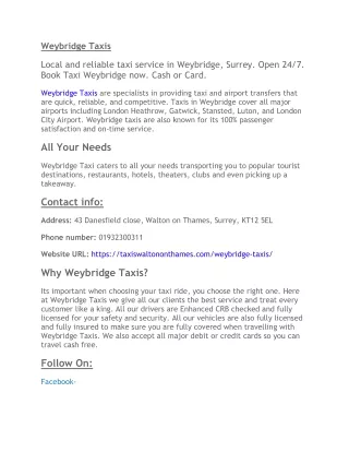 Weybridge Taxis