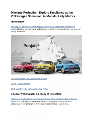 Dive into Perfection_ Explore Excellence at the Volkswagen Showroom in Mohali - Lally Motors