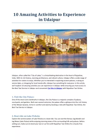 10 amazing activities to experience in udaipur