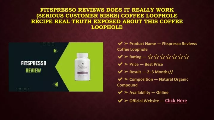 fitspresso reviews does it really work serious