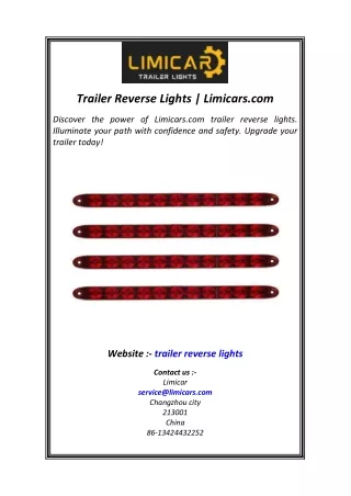 Trailer Reverse Lights  Limicars.com