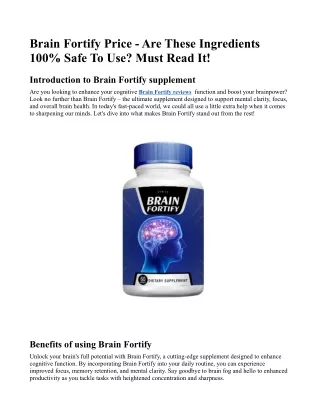 Brain Fortify Price