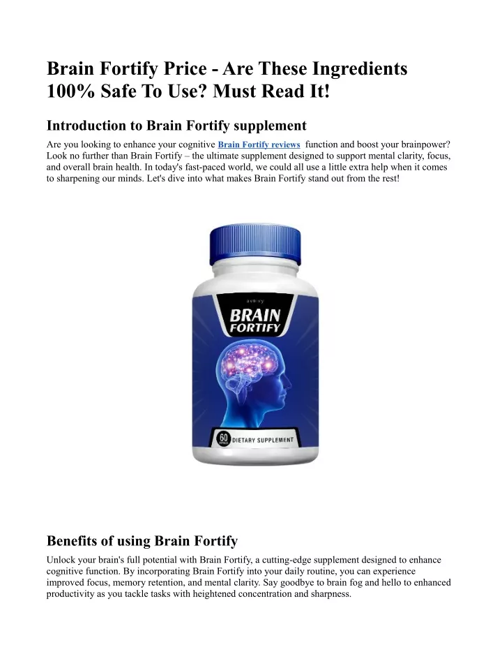 brain fortify price are these ingredients
