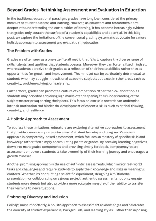 Beyond Grades Rethinking Assessment and Evaluation in Education