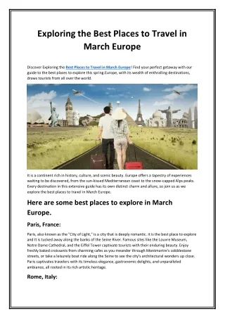 Exploring the Best Places to Travel in March Europe