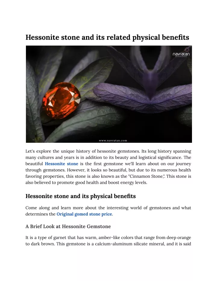 hessonite stone and its related physical benefits
