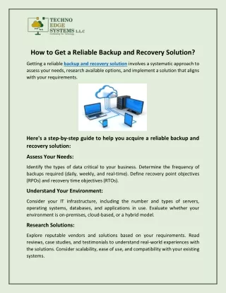 How to Get a Reliable Backup and Recovery Solution?