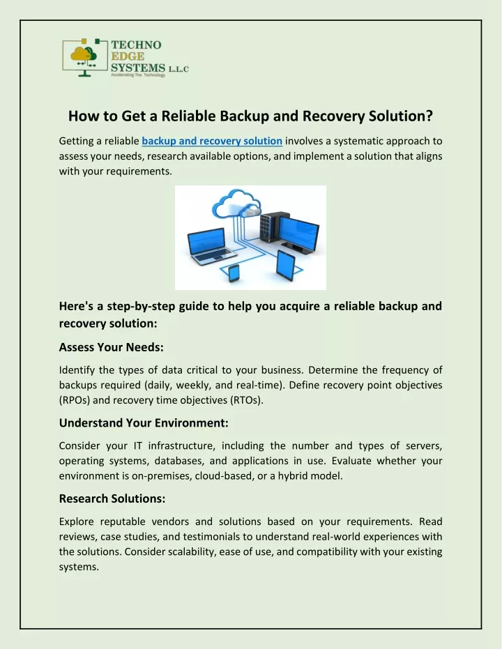 how to get a reliable backup and recovery solution