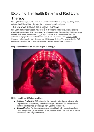Exploring the Health Benefits of Red Light Therapy