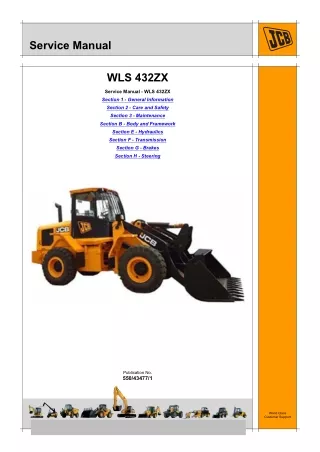 JCB WLS 432ZX Wheeled Loader Service Repair Manual SN01506500-01507476