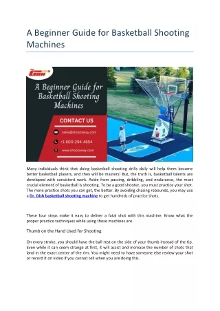 A Beginner Guide for Basketball Shooting Machines