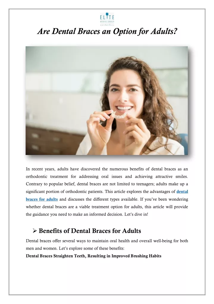 are dental braces an option for adults