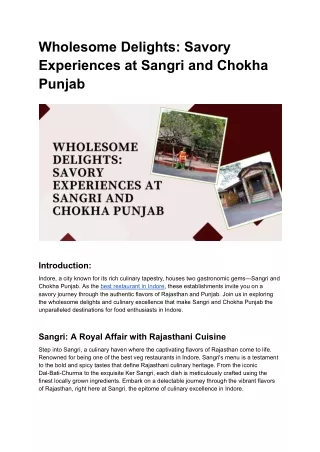 Wholesome Delights_ Savory Experiences at Sangri and Chokha Punjab