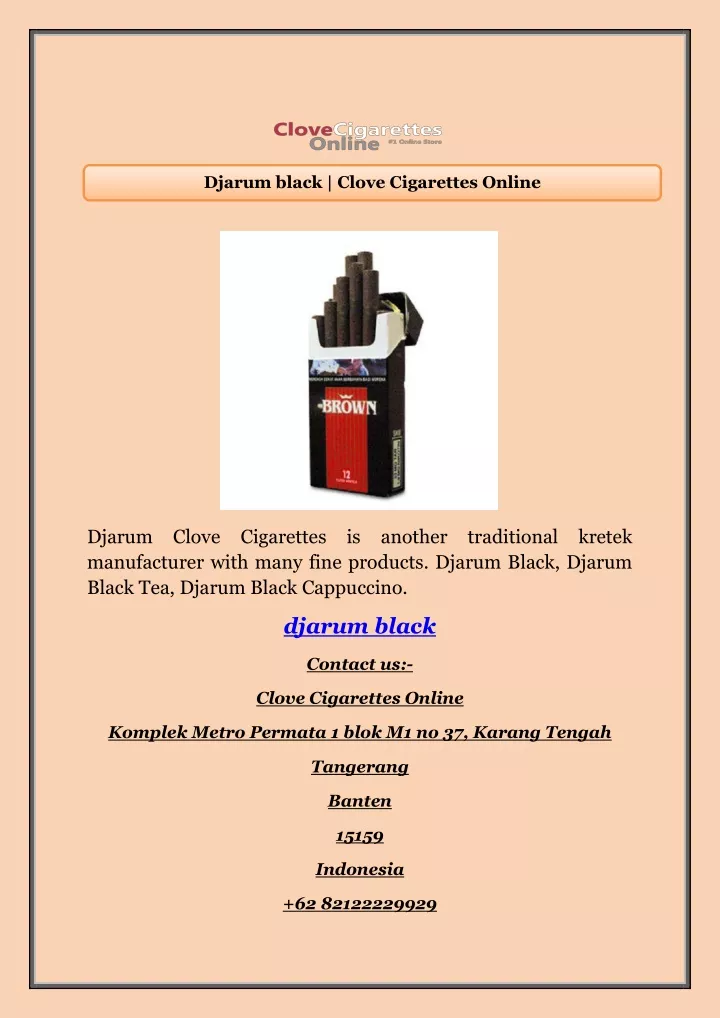 djarum black clove cigarettes online